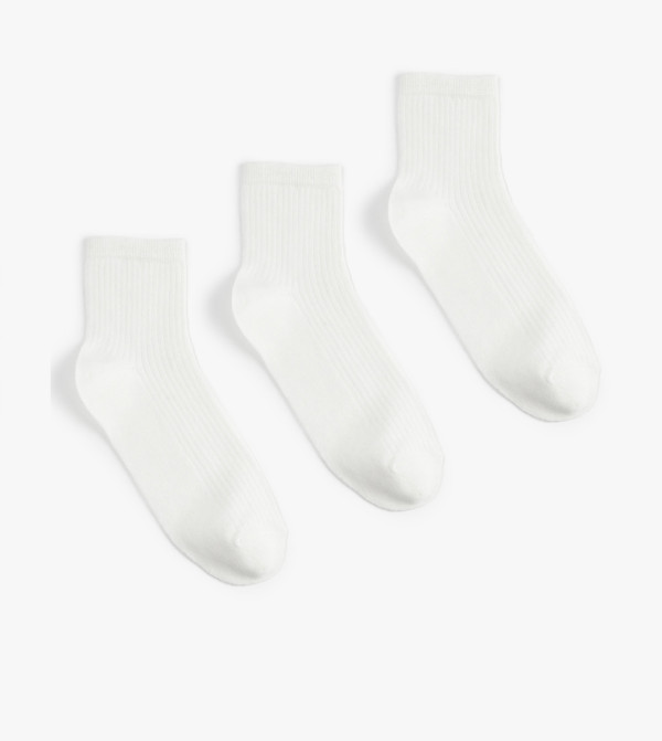 كوتون  جوارب   - أبيض Ankle Length Socks