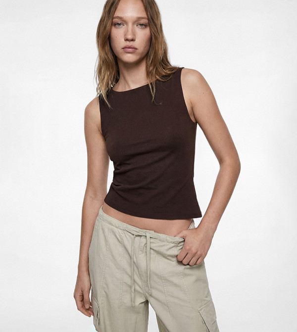كوتون كوتون - بني  Cropped Tops