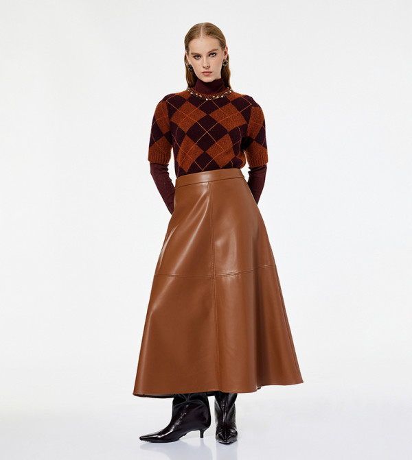 Koton  Midi Skirts - Brown Midi Skirts