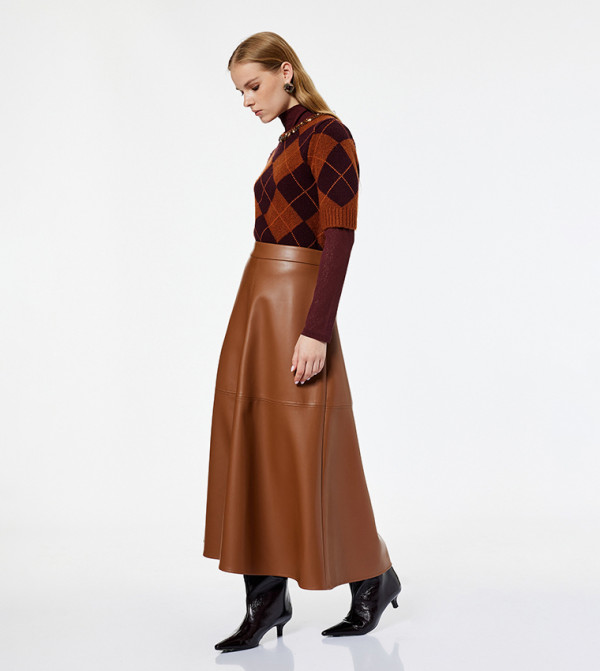 Koton  Midi Skirts - Brown Midi Skirts