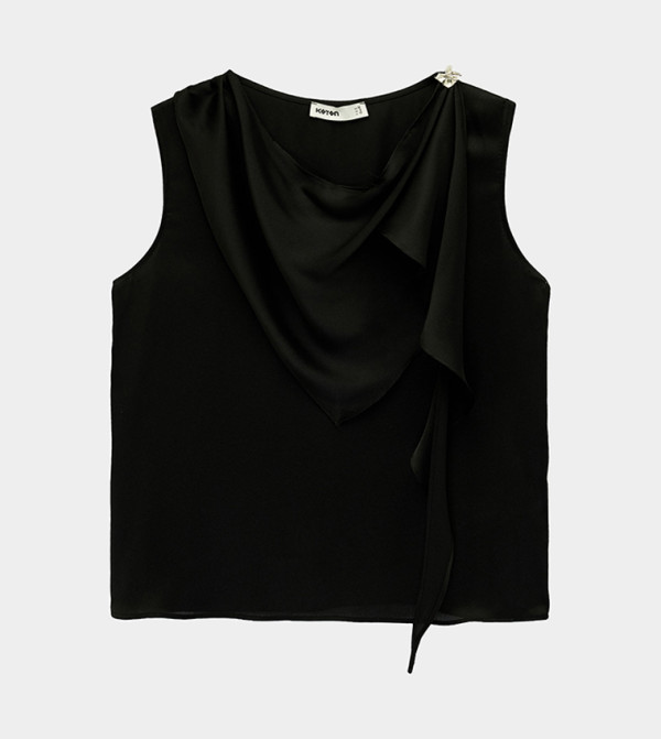 كوتون  satin-going-out - أسود Sleeveless Tops