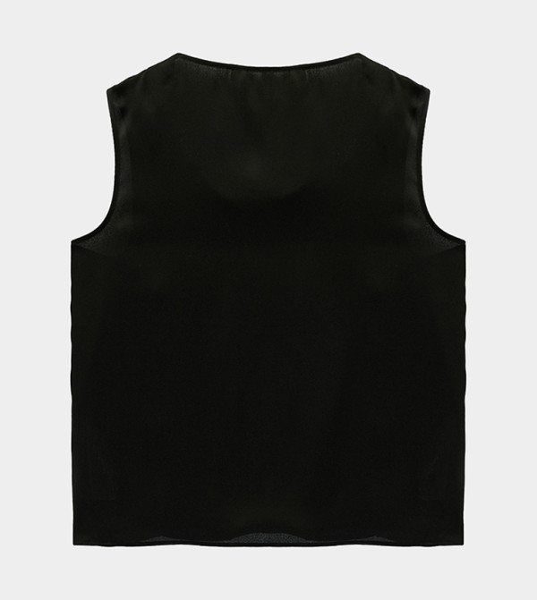 كوتون  satin-going-out - أسود Sleeveless Tops
