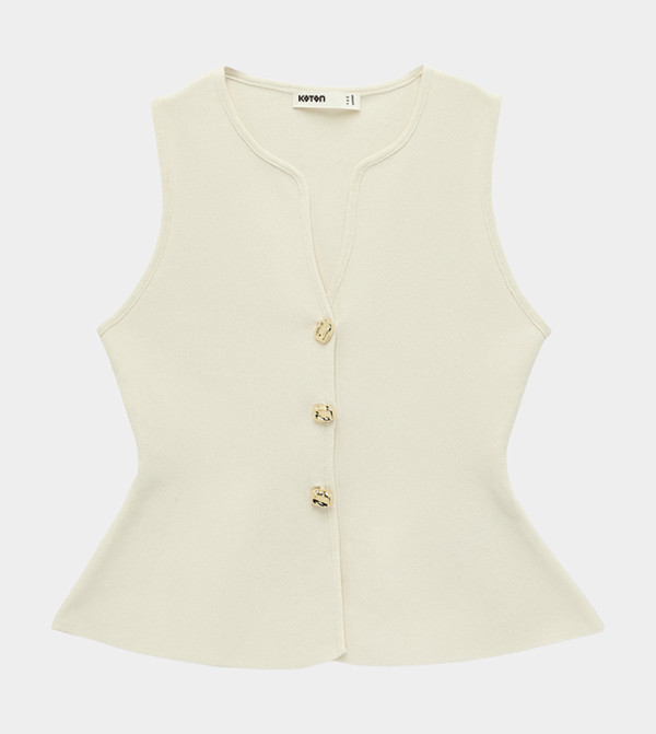 Koton  Sleeveless Tops - Beige Sleeveless Tops