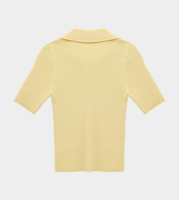 كوتون  سترات - أصفر Round Neck Sweaters