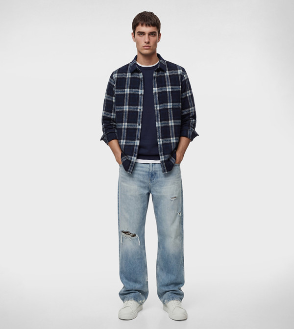 كوتون  أكمام طويلة - كحلي Long Sleeves