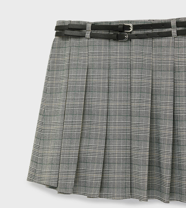 كوتون  checkered-plaid-w - رمادي Mini Skirts