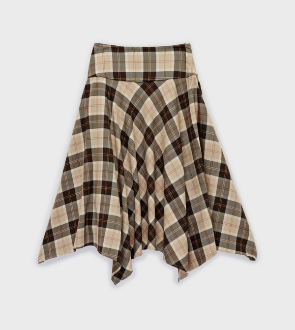 كوتون  checkered-plaid-w - متعدد Midi Skirts
