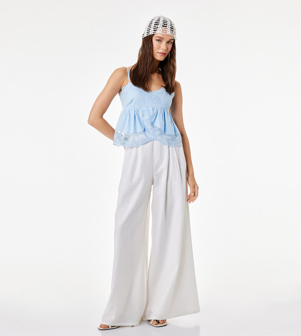 Koton  peplum-play - Light Blue Sleeveless Tops