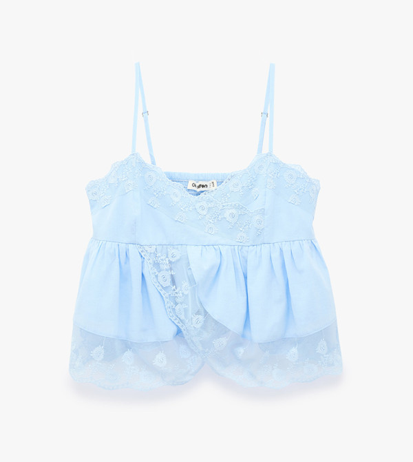 Koton  peplum-play - Light Blue Sleeveless Tops