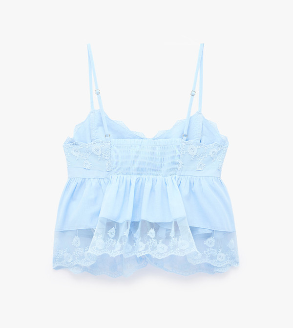 Koton  peplum-play - Light Blue Sleeveless Tops