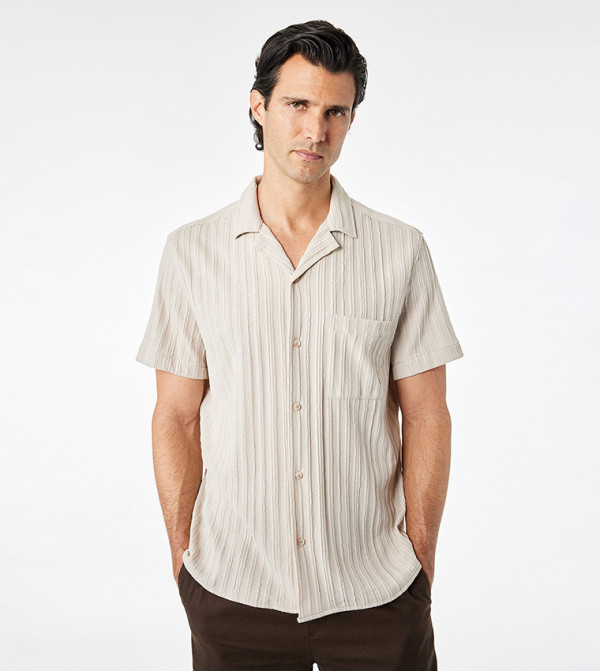 كوتون  أكمام قصيرة - بيج Short Sleeves