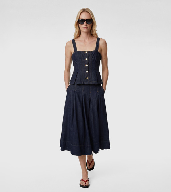 كوتون  - كحلي Midi Skirts