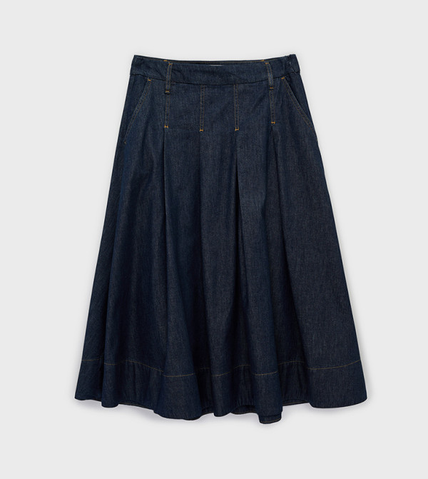 كوتون  - كحلي Midi Skirts