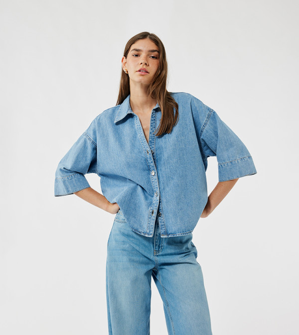 كوتون  denim-store-w - أزرق قمصان