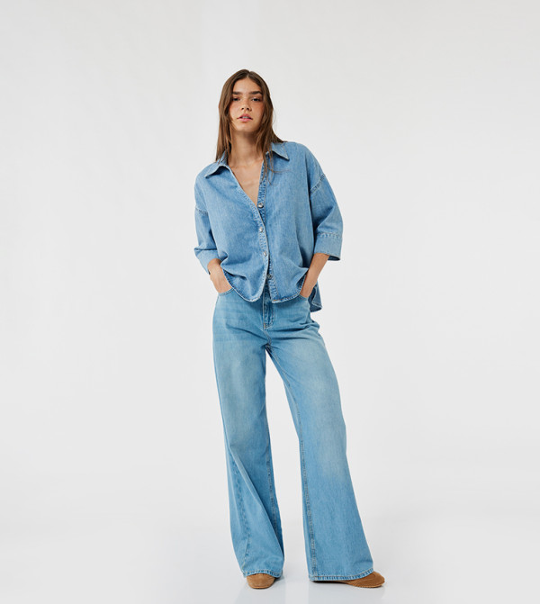 كوتون  denim-store-w - أزرق قمصان