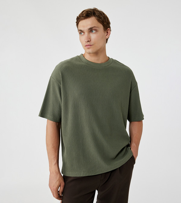 Koton  Clothing - Khaki Round Neck T-Shirts