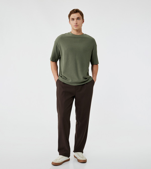 Koton  Clothing - Khaki Round Neck T-Shirts