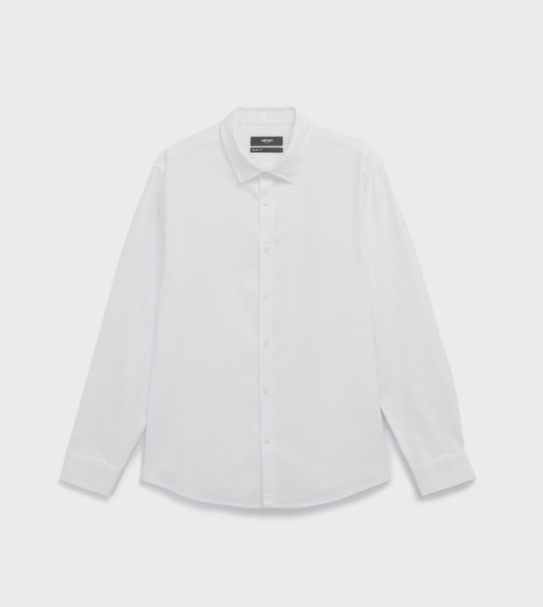 كوتون  قميص كاجوال - أبيض Long Sleeves