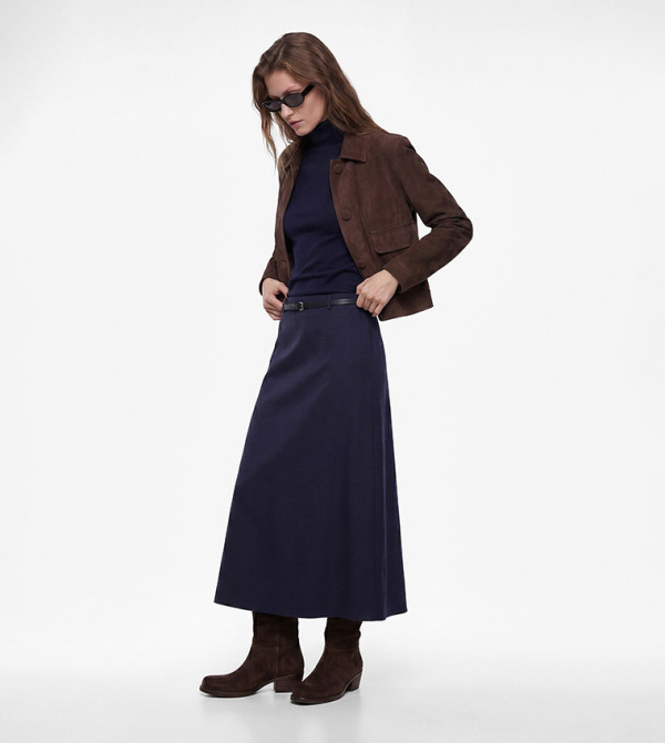 كوتون  تنانير - كحلي Midi Skirts