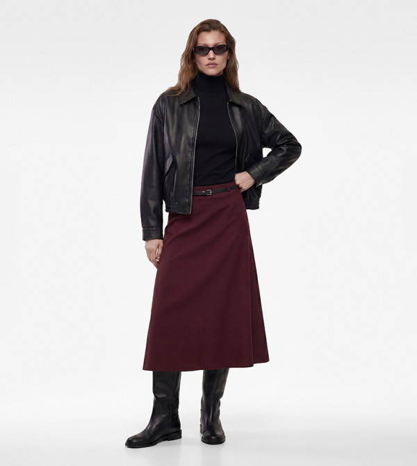 Koton  Skirts - Maroon Midi Skirts