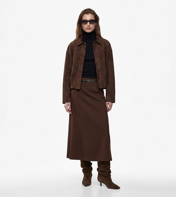 كوتون  تنانير - بني  Midi Skirts