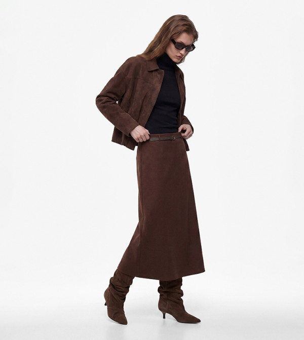كوتون  تنانير - بني  Midi Skirts