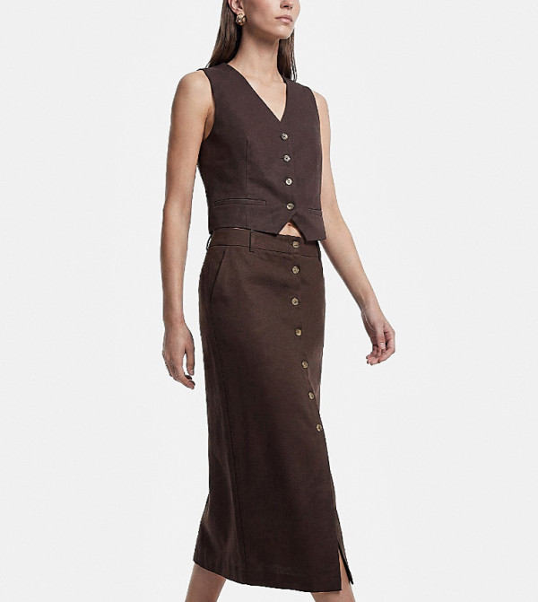 كوتون  تنانير - بني  Midi Skirts