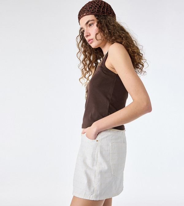 Koton micro-checks - Beige Mini Skirts