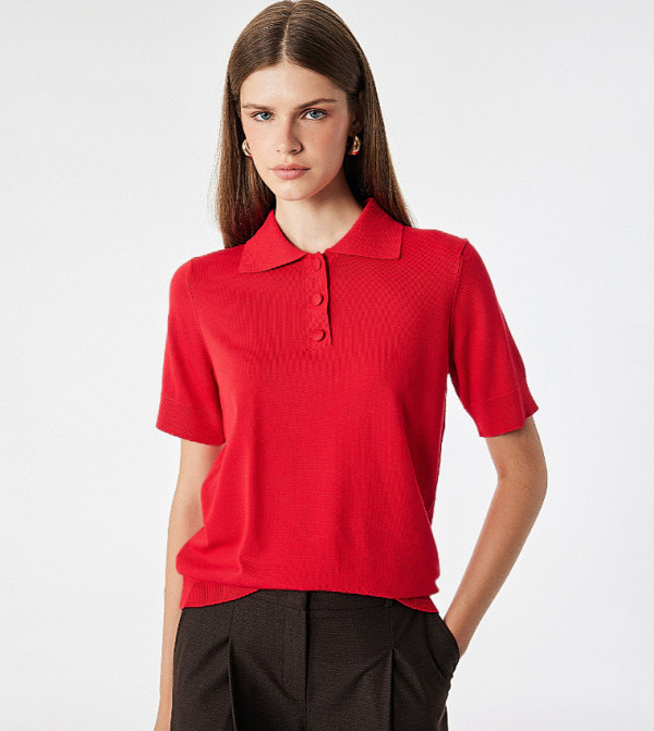 Koton  Polo T-Shirts - Red Polo T-shirts