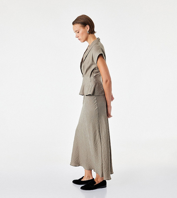 Koton  peplum-play - Taupe Sleeveless Tops