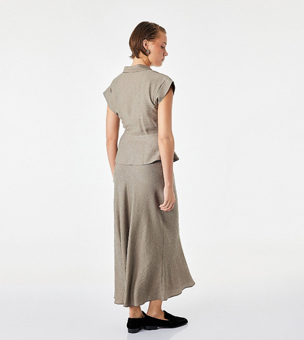 Koton  peplum-play - Taupe Sleeveless Tops
