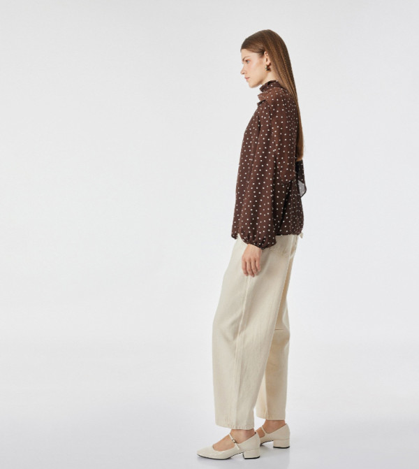 Koton  the-high-neck-shift - Brown Casual Tops