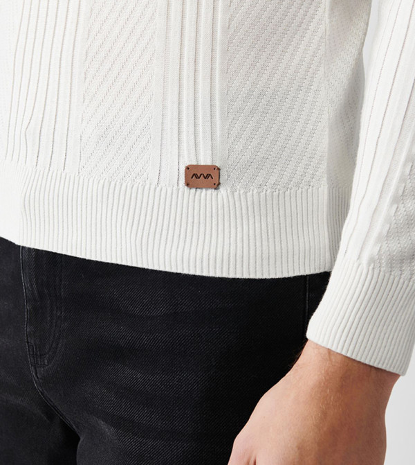 Avva - Outlet  Round Neck Sweaters - Ecru Round Neck Sweaters