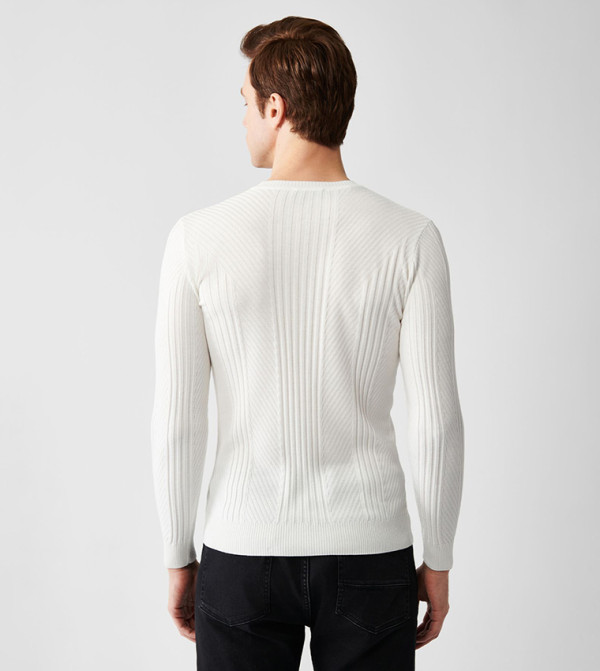 Avva - Outlet  Round Neck Sweaters - Ecru Round Neck Sweaters