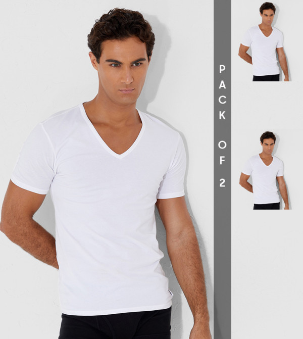 Calvin Klein V-Neck T-Shirts - White Tops & T shirts
