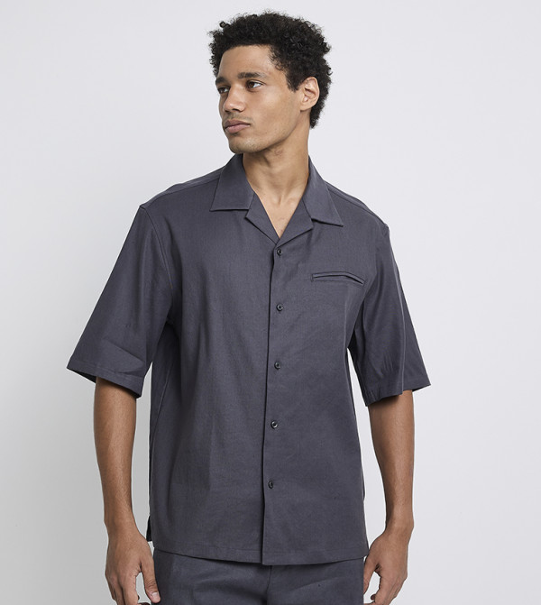 كالفين كلاين كالفين كلاين - رمادي داكن Short Sleeves