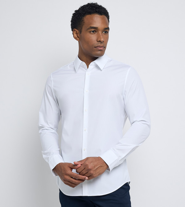 كالفين كلاين  occasion-evening-polished - أبيض قميص كاجوال 