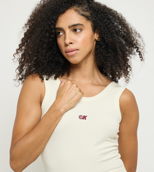 Calvin Klein  Clothing - Cream Sleeveless Tops