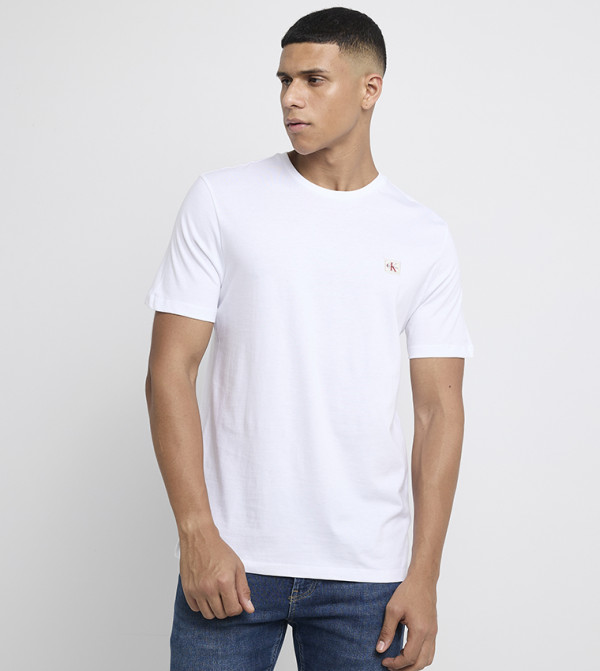 كالفين كلاين كالفين كلاين - أبيض Round Neck T-Shirts