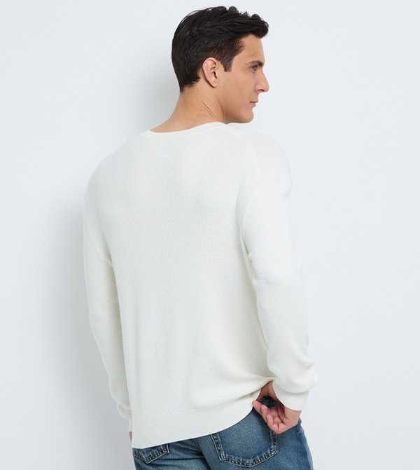 Calvin Klein Calvin Klein - Cream Round Neck Sweaters