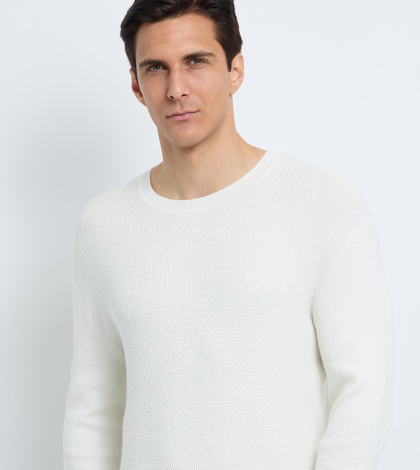 Calvin Klein Calvin Klein - Cream Round Neck Sweaters