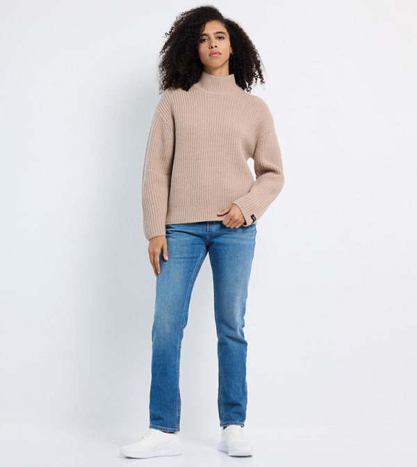 Calvin Klein Jeans Turtleneck Sweaters - Beige Turtle neck Sweaters