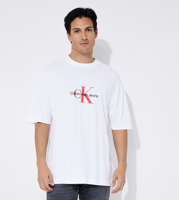 Calvin Klein  Clothing - White Round Neck T-Shirts