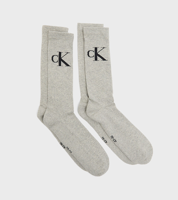 كالفين كلاين  جوارب لنصف الساق  - رمادي Calf Length Socks