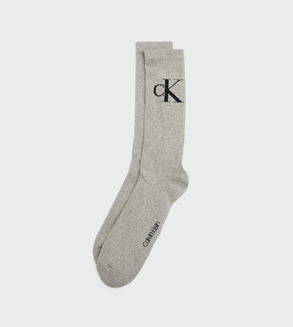 كالفين كلاين  جوارب لنصف الساق  - رمادي Calf Length Socks