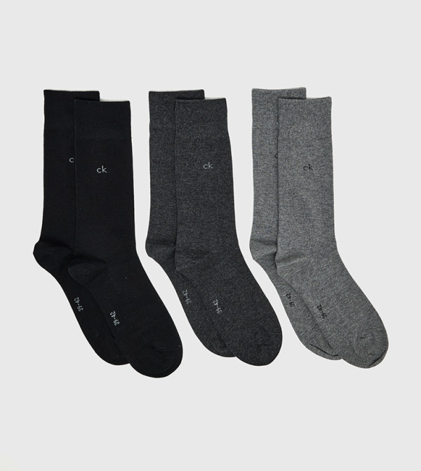 كالفين كلاين  جوارب لنصف الساق  - رمادي Calf Length Socks