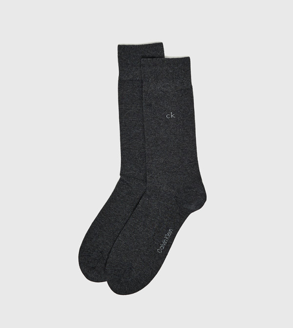 كالفين كلاين  جوارب لنصف الساق  - رمادي Calf Length Socks