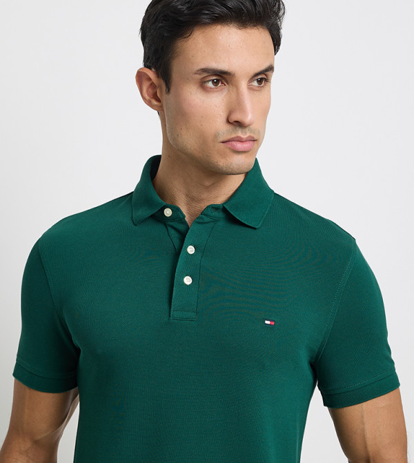 Tommy Hilfiger textured-neutral-linen - Green Polo T-shirts