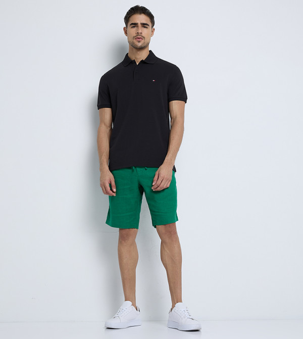 Tommy Hilfiger  textured-neutral-linen - Black Polo T-shirts