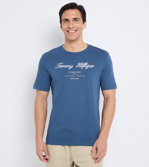 تومي هيلفيغر تومي هيلفيغر - أزرق Round Neck T-Shirts